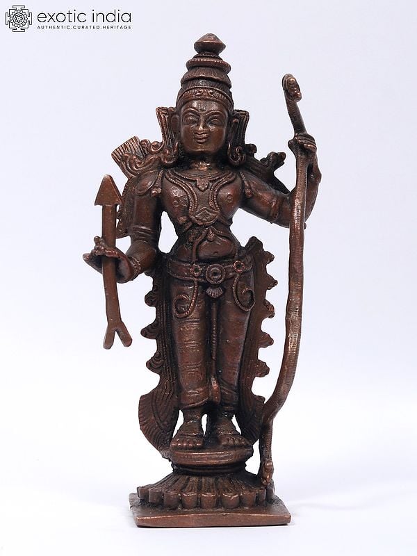 6" Small Standing Lord Rama Copper Statue