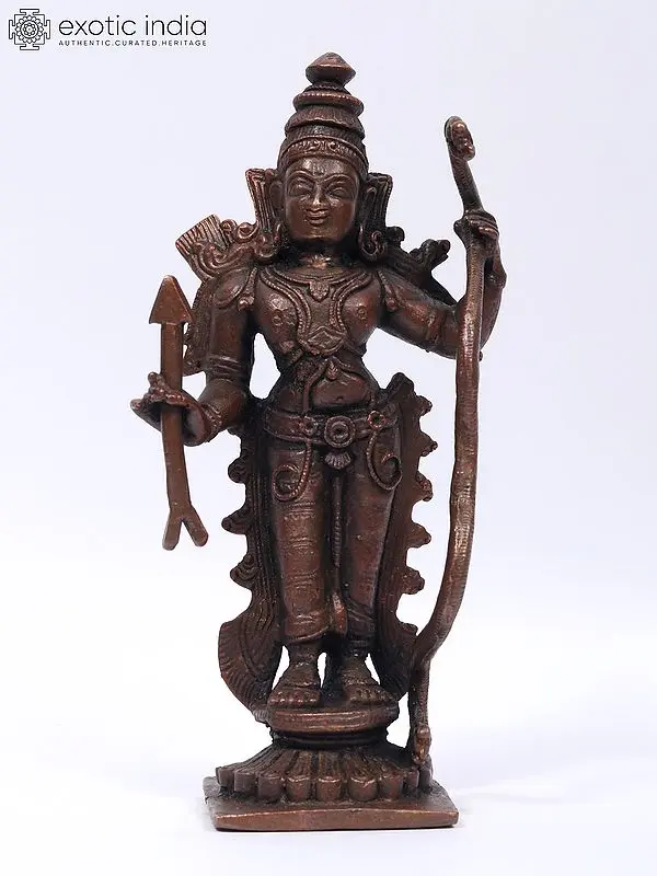 6" Small Standing Lord Rama Copper Statue