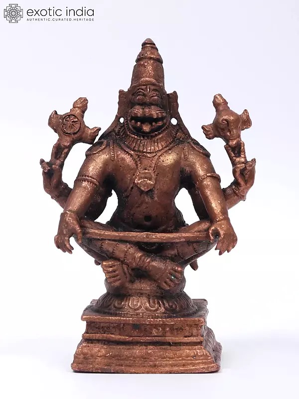 4" Small Yoga Narasimha | Copper Statue