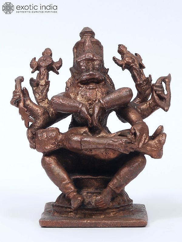 3" Small Lord Narasimha Killing Hiranyakashyap | Copper Statue