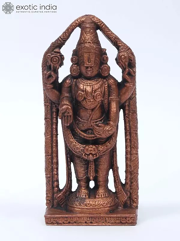 4" Small Lord Tirupati Balaji (Venkateshvara) | Copper Statue