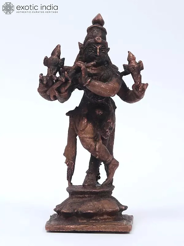 4" Small Lord Venugopal Krishna | Copper Statue