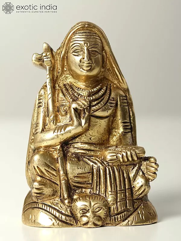 3" Small Adi Guru Shankaracharya Brass Statue