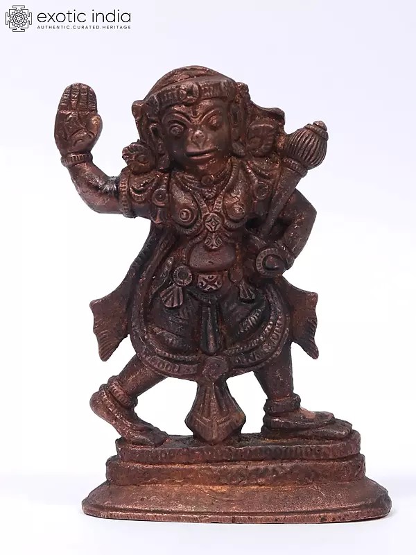 4" Small Lord Hanuman Copper Statue