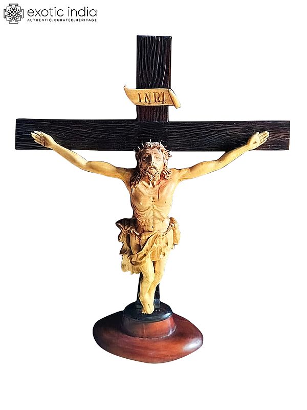 21" Jesus Christ With Cross | Wooden Statue