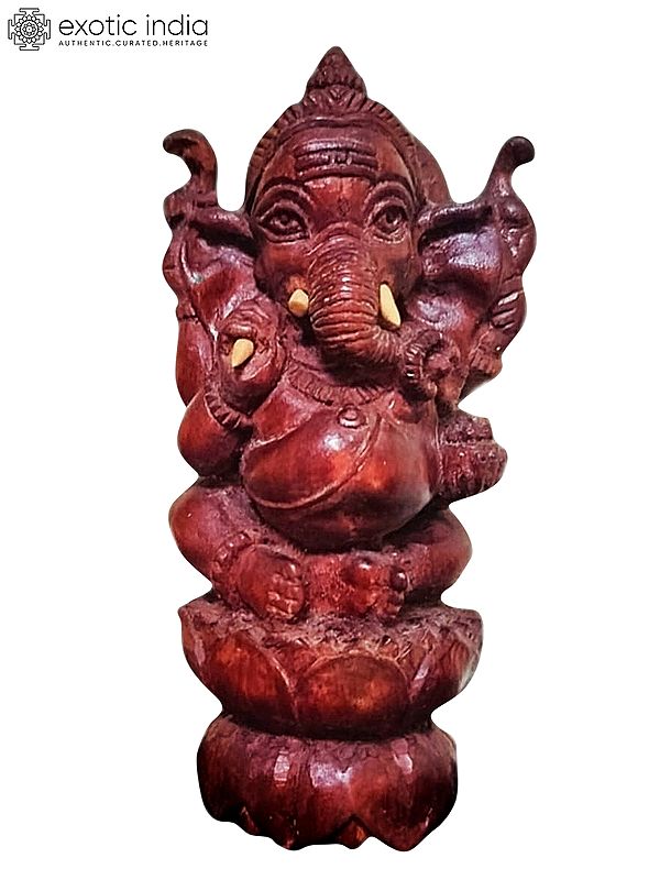 7" Ekdanta Ganesha Idol | Wooden Statue