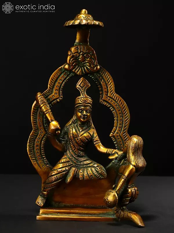 7" Mahavidya Bagalamukhi Brass Statue