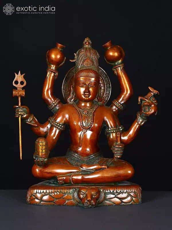 14" Lord Mahamrityunjaya Mahadev | Brass Statue