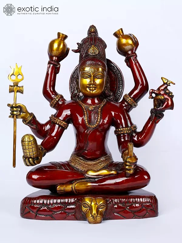 14" Lord Mahamrityunjaya Mahadev | Brass Statue
