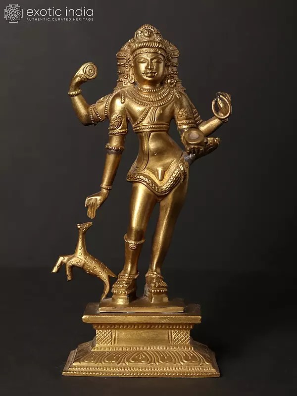 7" Bhikshatana Shiva Bronze Statue | Hoysala Art Sculpture