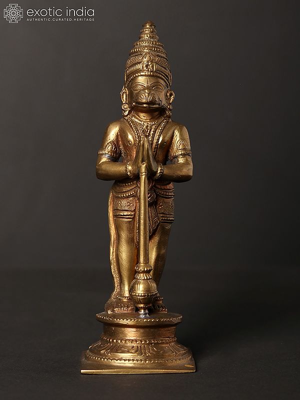 6" Small Standing Lord Hanuman Hoysala Art Bronze Statue