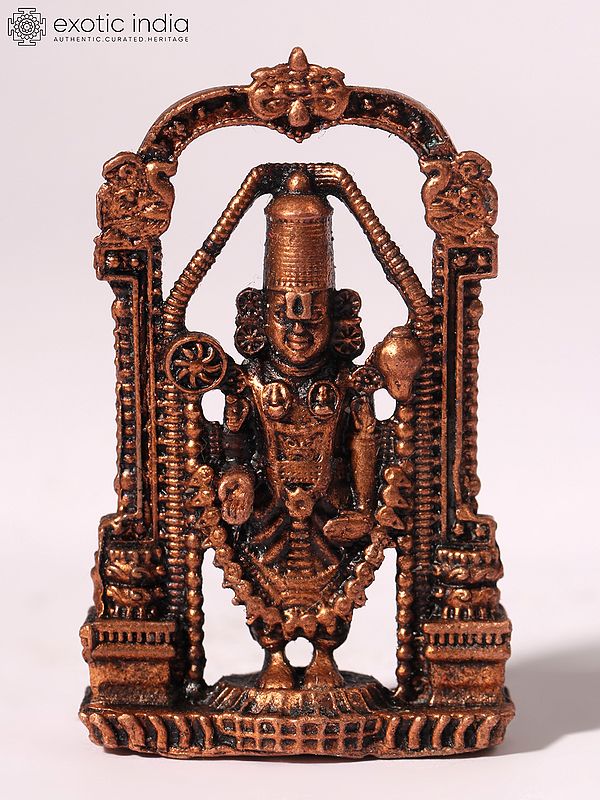 2" Tirupati Balaji Idol with Kirtimukha Arch | Venkateshvara Copper Statue