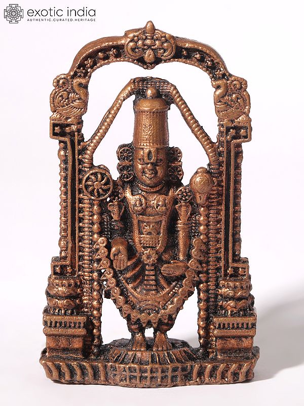 3" Small Venkateshvara Copper Idol | Tirupati Balaji Statue