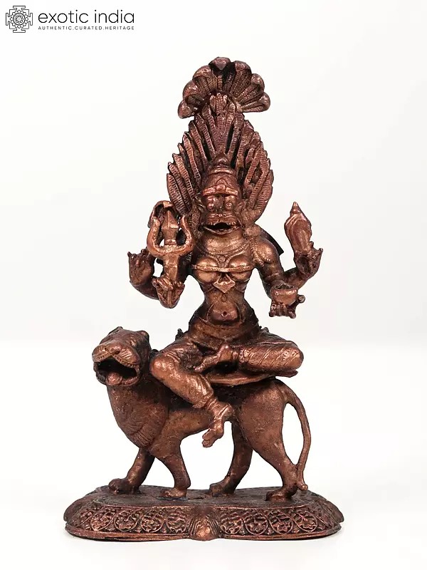 5" Small Goddess Pratyangira (Atharvana Bhadrakali) | Copper Statue