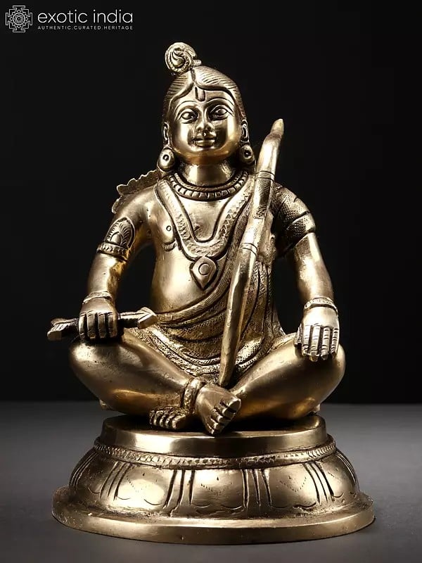 7" Sitting Prabhu Shri Rama Brass Statue