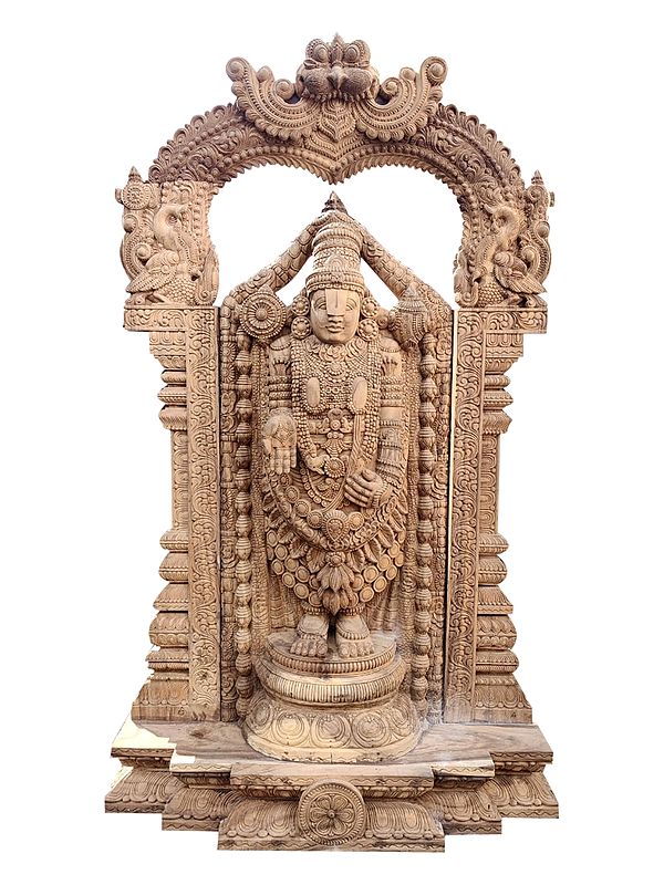 99" Wood Carved Beautiful Lord Tirupati Balaji Large Statue