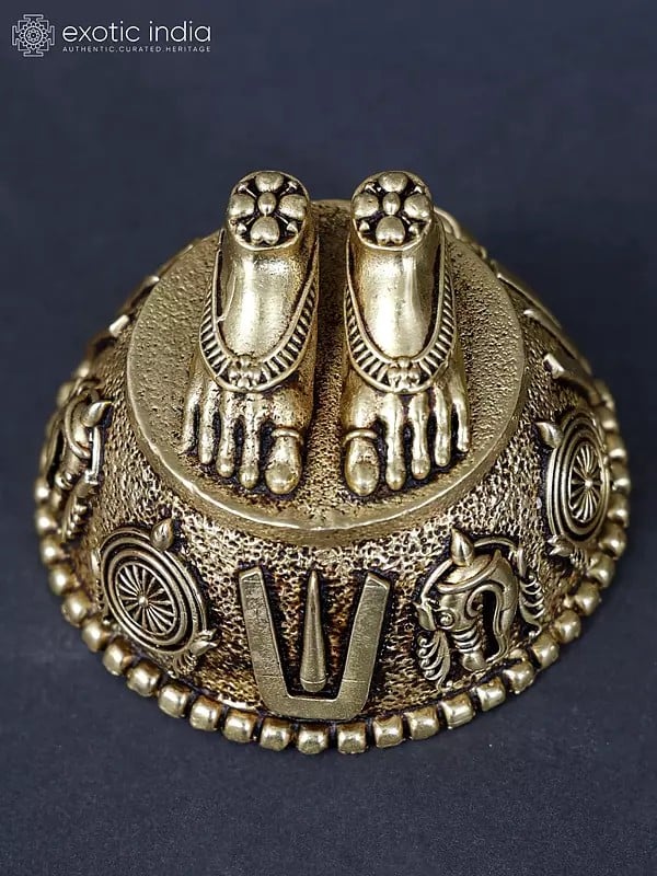Small Brass Goddess Lakshmi Padam with Vaishnava Symbols