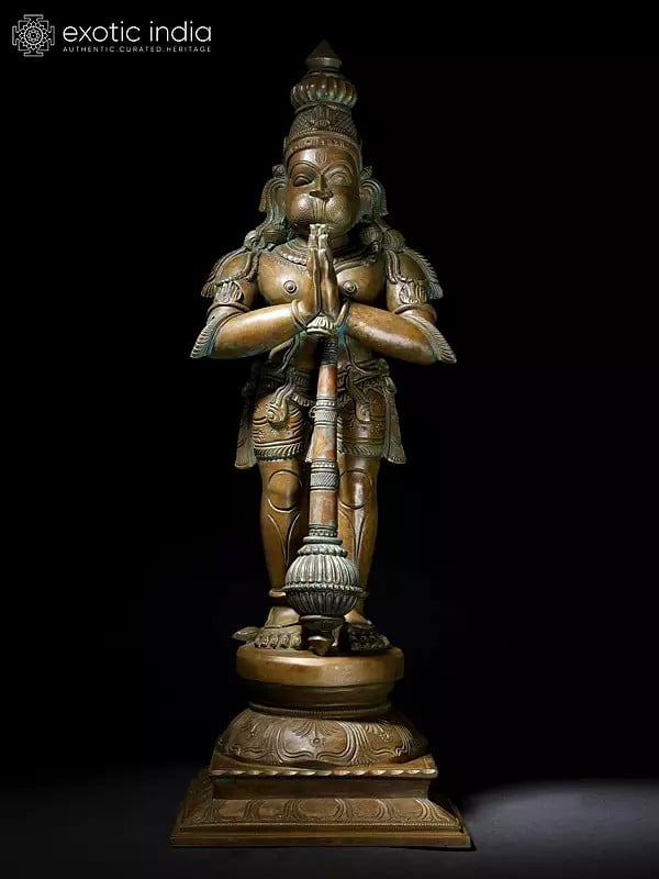 25" Standing Lord Hanuman (Namaskar Anjaneya) | Bronze Statue