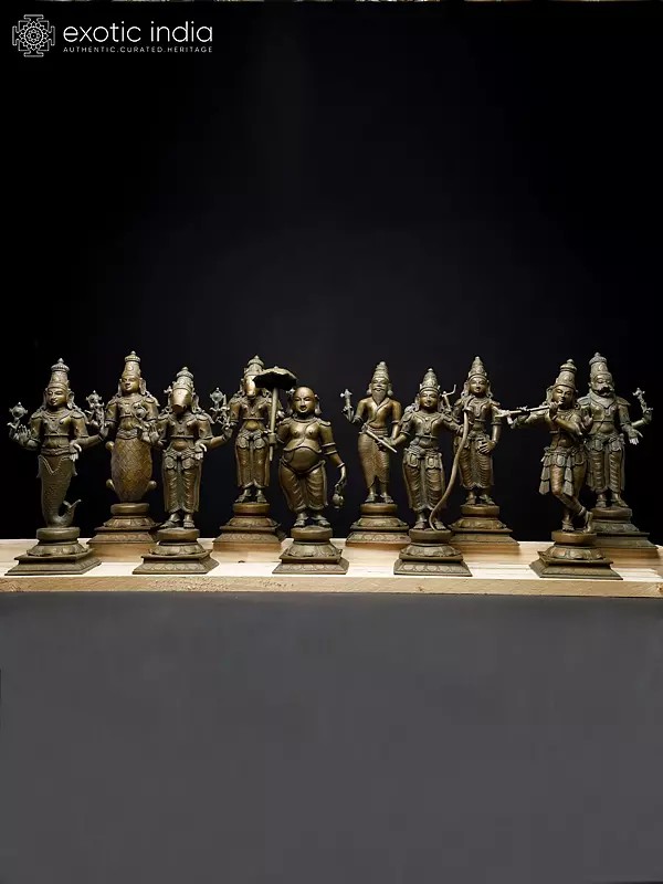 12" Dashavatara of Lord Vishnu | Set of 10 | Bronze Statues
