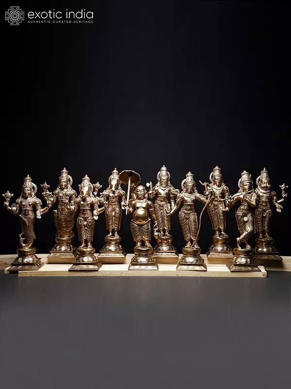 15" Dashavatara of Lord Vishnu | Set of 10 | Bronze Statues