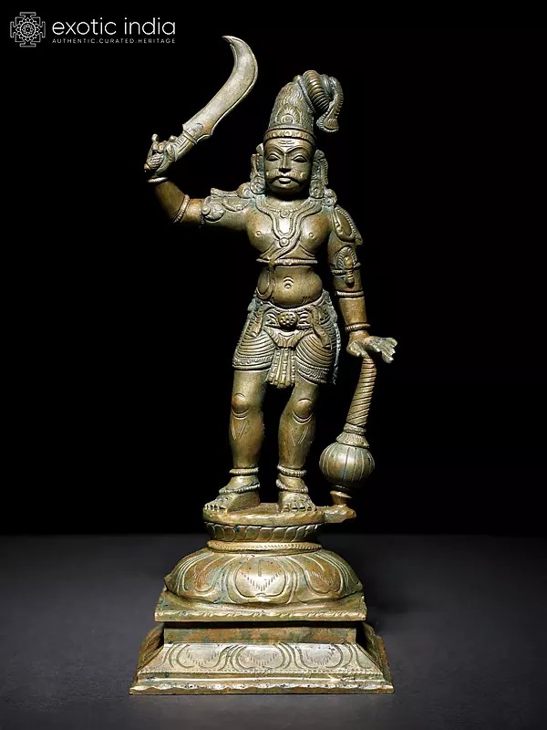 10" Tamil Deity Madurai Veeran | Bonze Statue
