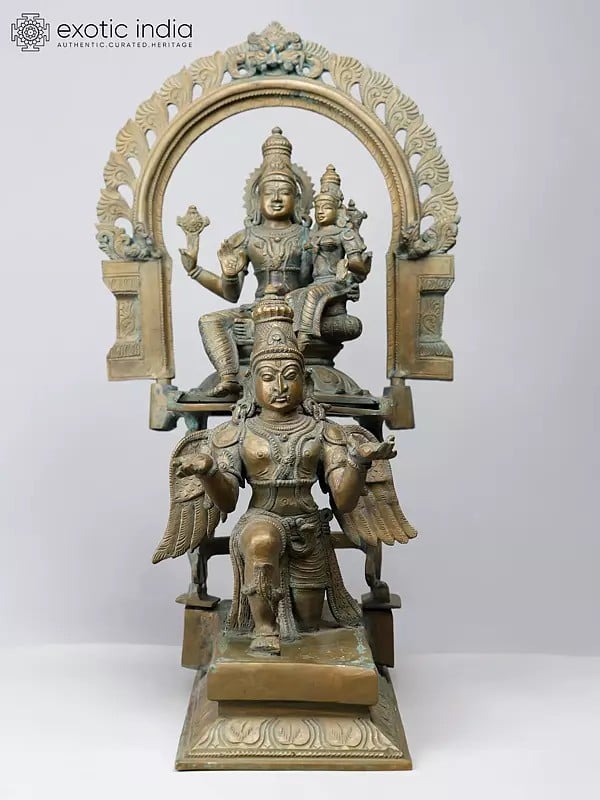20" Lakshmi - Narayana with Garuda | Bronze Statue