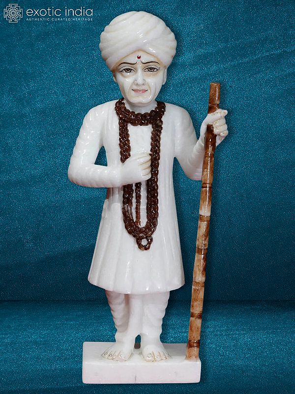 12" Jhala Ram Bapa | Hand Carved | Hindu Saint Statue