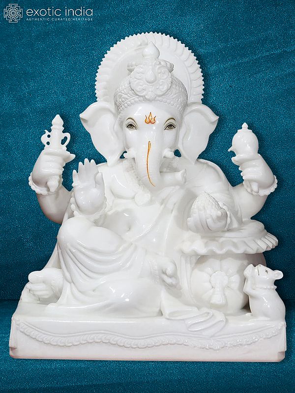24" Lord Ganesha Figurine | Vietnam Marble Idol
