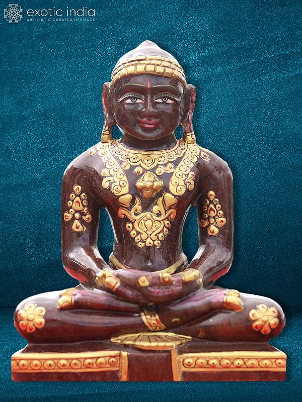 7" Natural Cola Color Mahavir Jain Statue | Jain Idol