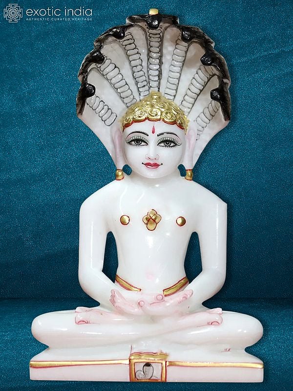 9" Super White Parshwanath Sculpture | Handmade | Jain Idol