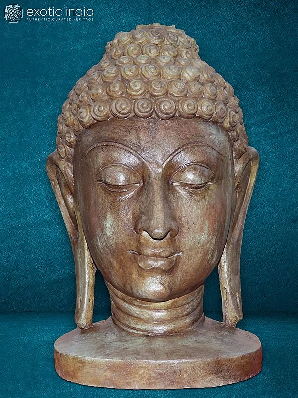 15" Decorative Idol Of Head Of Lord Buddha | Sand Stone Idol