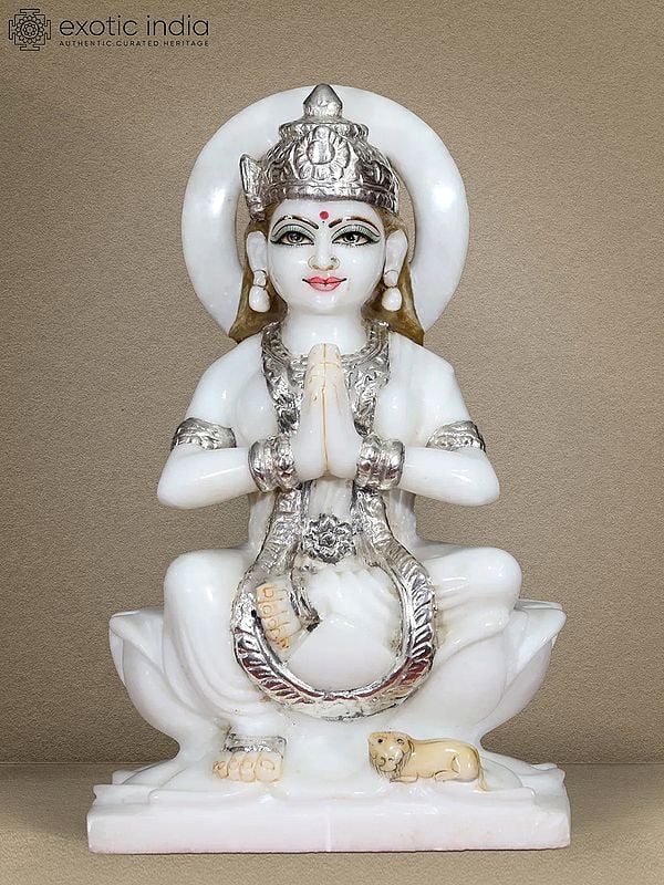 12" Statue Of Parvati Maa For Temple | White Makrana Marble Statue