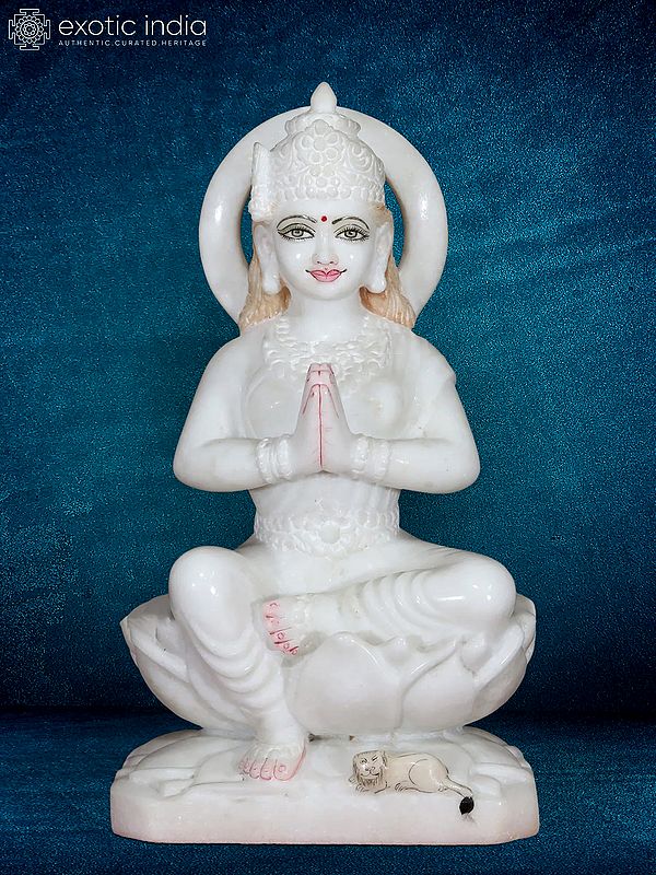 15” Marble Temple Décor Statue Of Parvati Maa | White Makrana Marble Statue