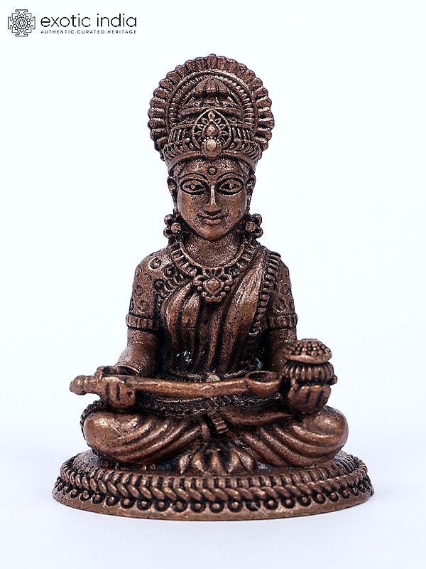 2" Small Goddess Annapurna Copper Statue