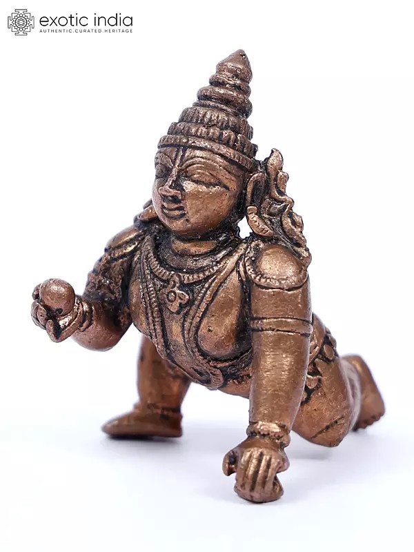 2" Small Laddu Gopal Krishna Copper Statue
