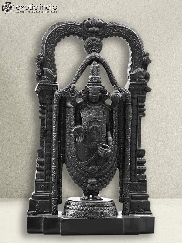 18" Standing Lord Balaji Figurine | Black Marble Figurine