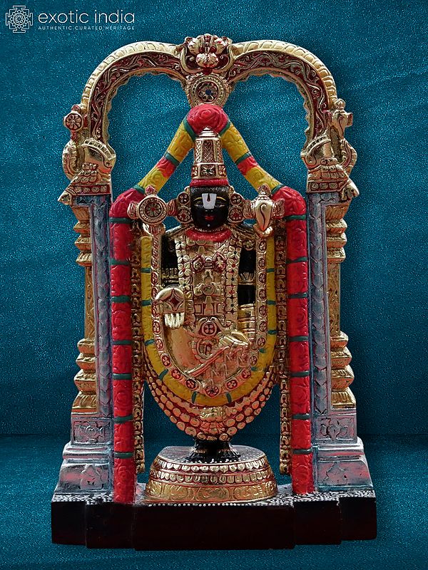 18" Beautiful Statue Of Lord Venkateswara | Black Marble Idol