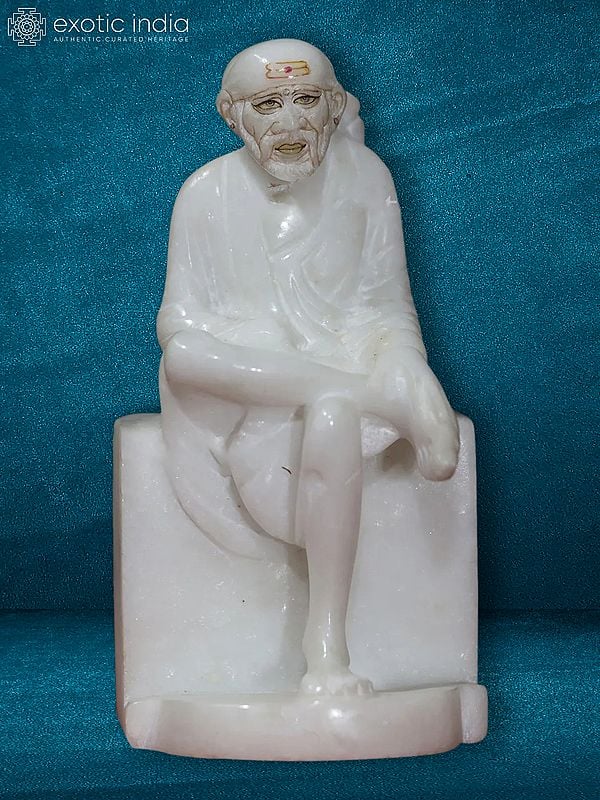 6" Sai Sculpture For Temple | White Makrana Marble Statue