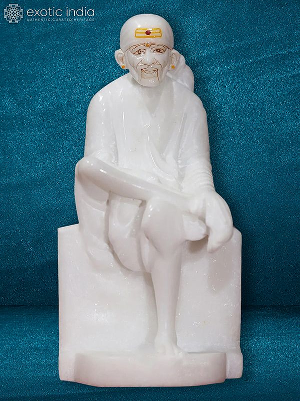 6" Beautiful Statue Of Sai Baba | White Makrana Marble Idol