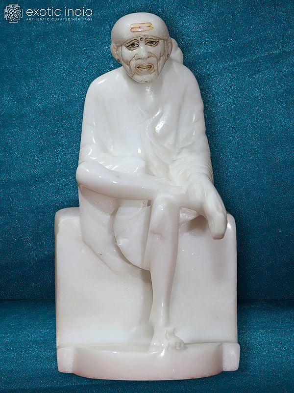 6" Om Sai Ram Marble Idol | White Makrana Marble Sculpture