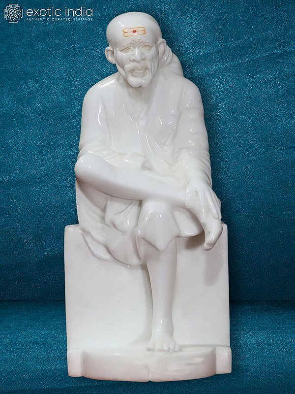 18" Spiritual Elegance Idol Of Sai | White Makrana Marble Figurine