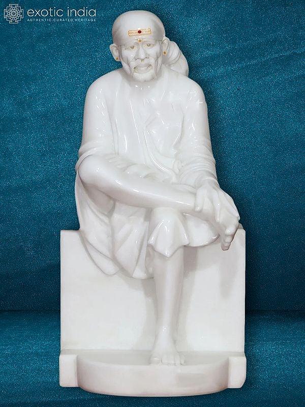 27" Marble Statue Of Sai Baba | White Makrana Marble Idol