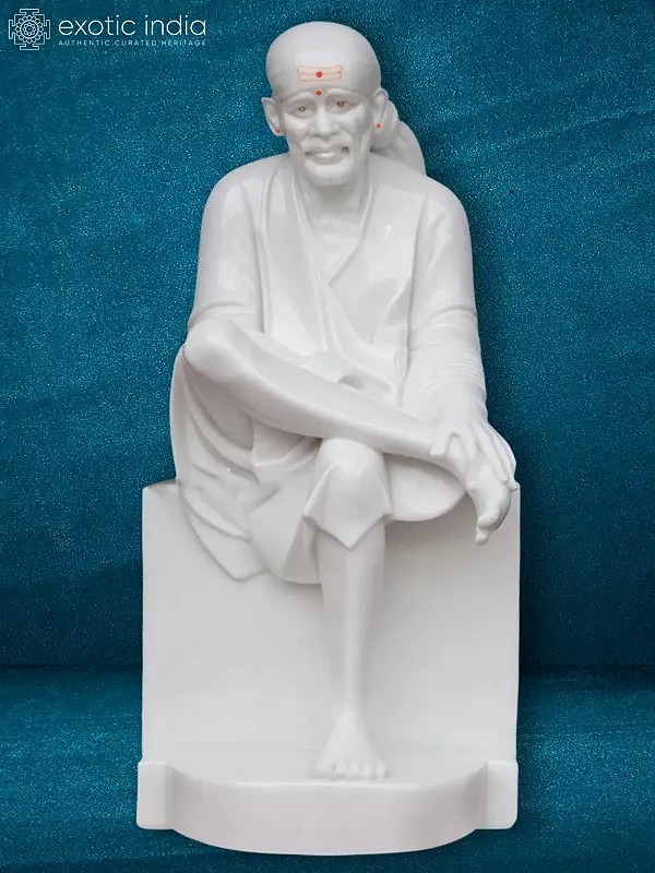 24" Spiritual Home Decor Idol Of Saint Sai | White Vietnam Marble Statue