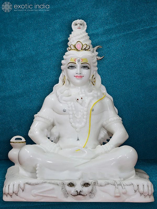 21" Marble Statue Of Shiv-Shambhu Symbol Of Power And Protection