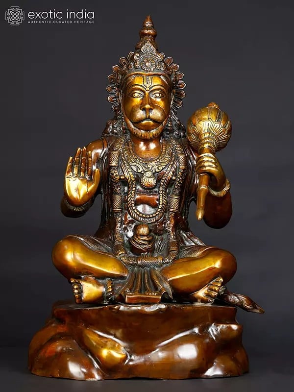 20" Blessing Lord Hanuman Brass Statue | Spiritual Home Decor