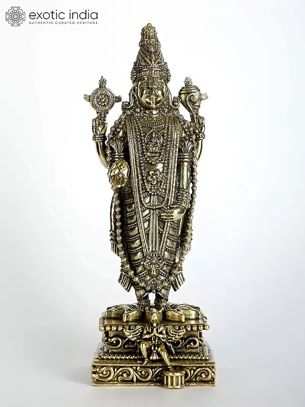 Superfine Lord Tirupati Balaji Idol with Garuda at Bottom | Venkateshvara Brass Statue (Multiple Sizes)