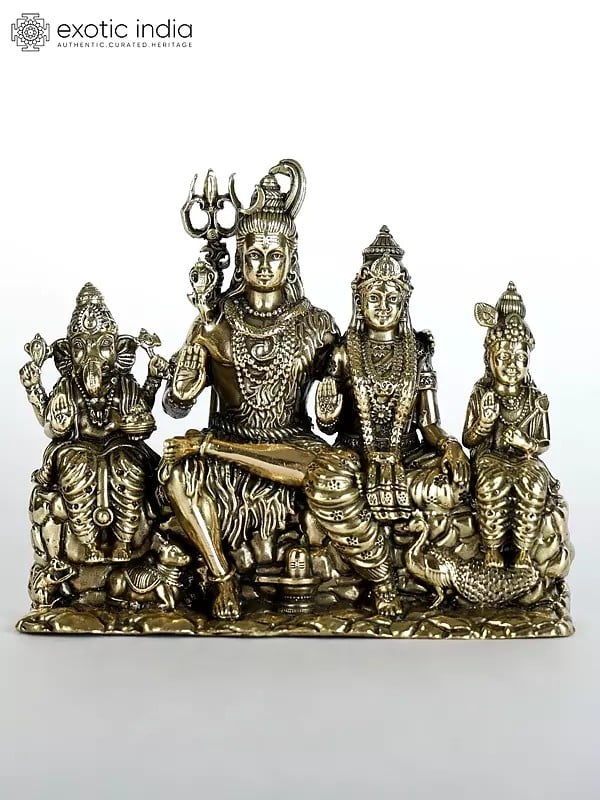 Superfine Small Lord Shiva Family in Blessing Gesture | Brass Statue