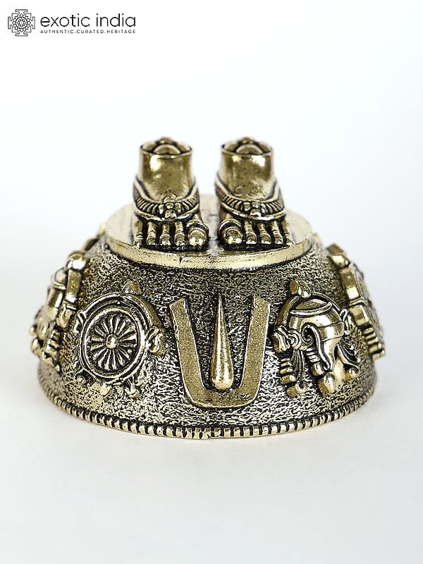 2" Small Vishnu (Perumal) Charan Paduka in Brass
