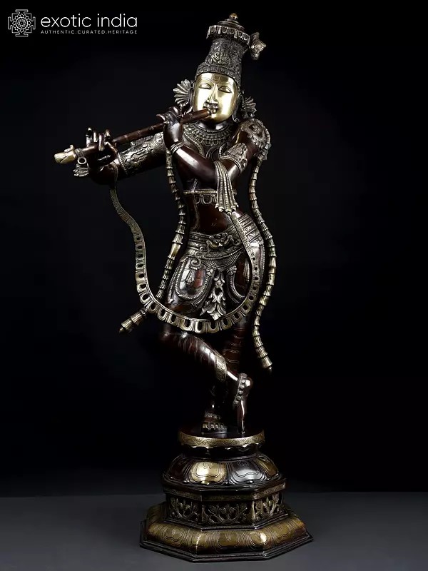 45" Large Tribhanga Murari Krishna | Brass Statue
