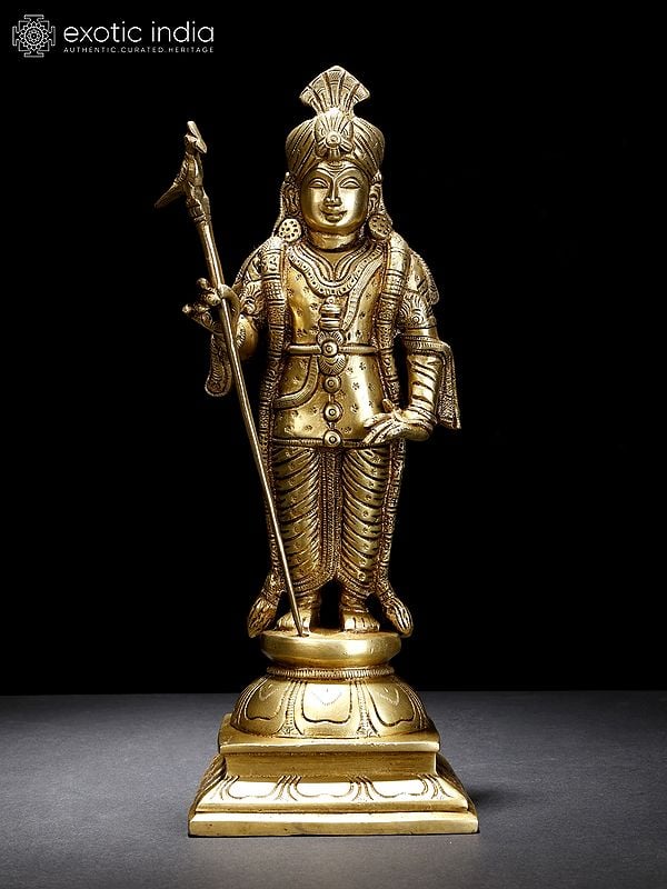 11" Lord Palani Murugan Brass Statue | Indian Crafted Idol